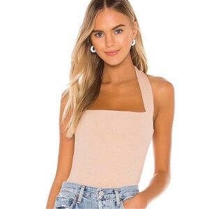 Superdown Beige Halter Bodysuit